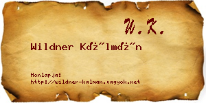 Wildner Kálmán névjegykártya